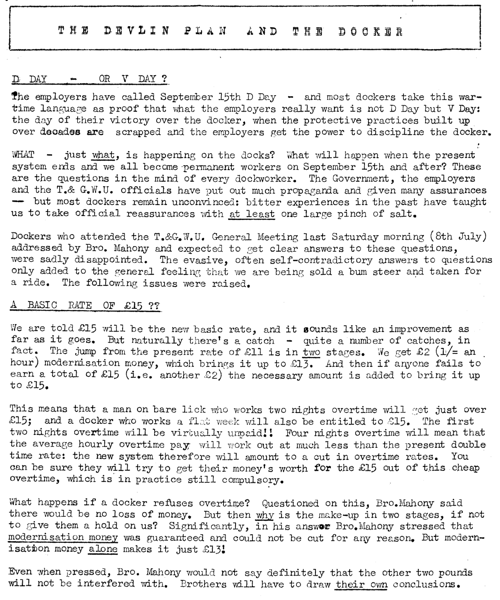 Devlin plan broadsheet 1967