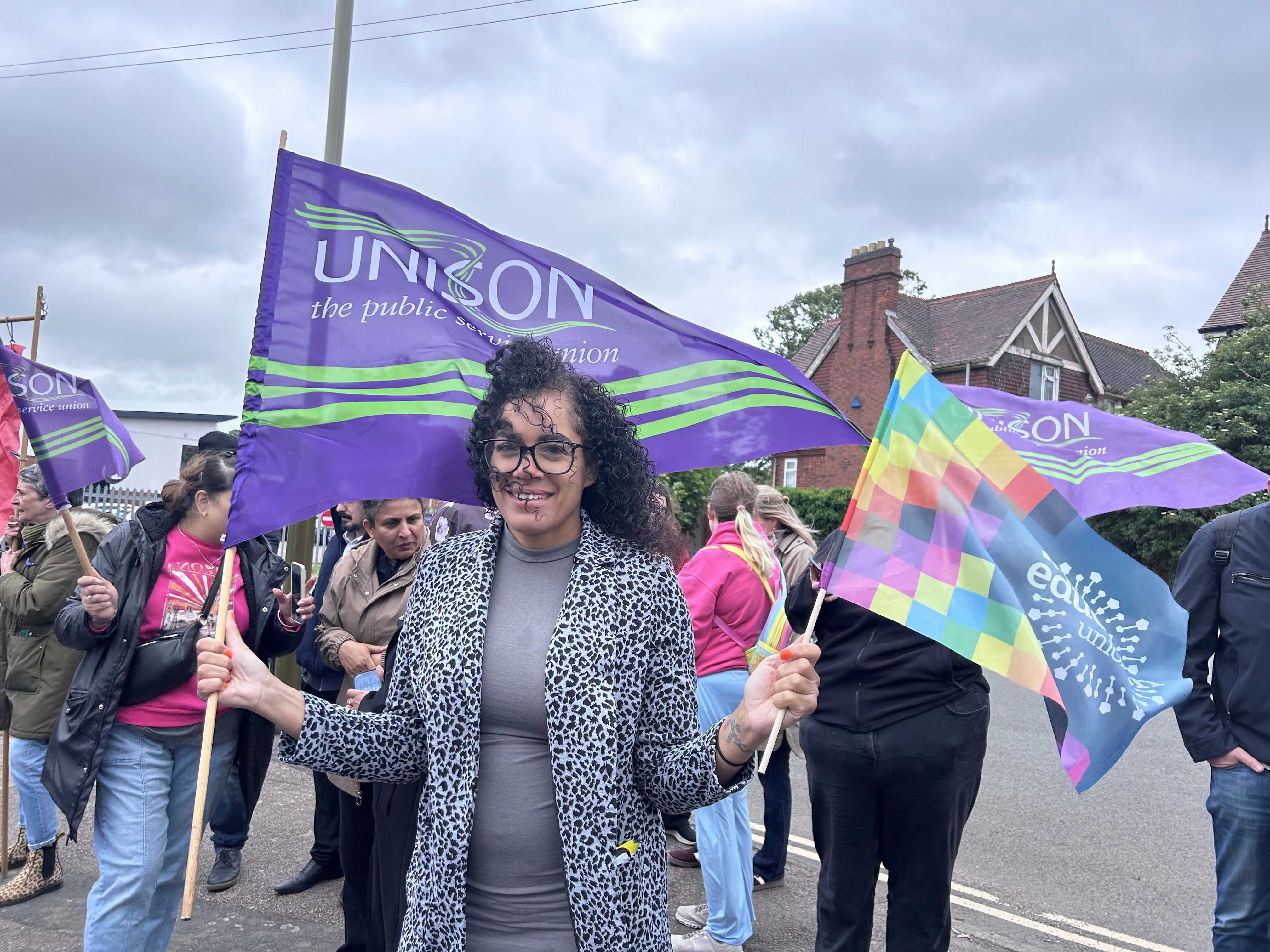 NEU's Louise Lewis shows solidarity between the two unions