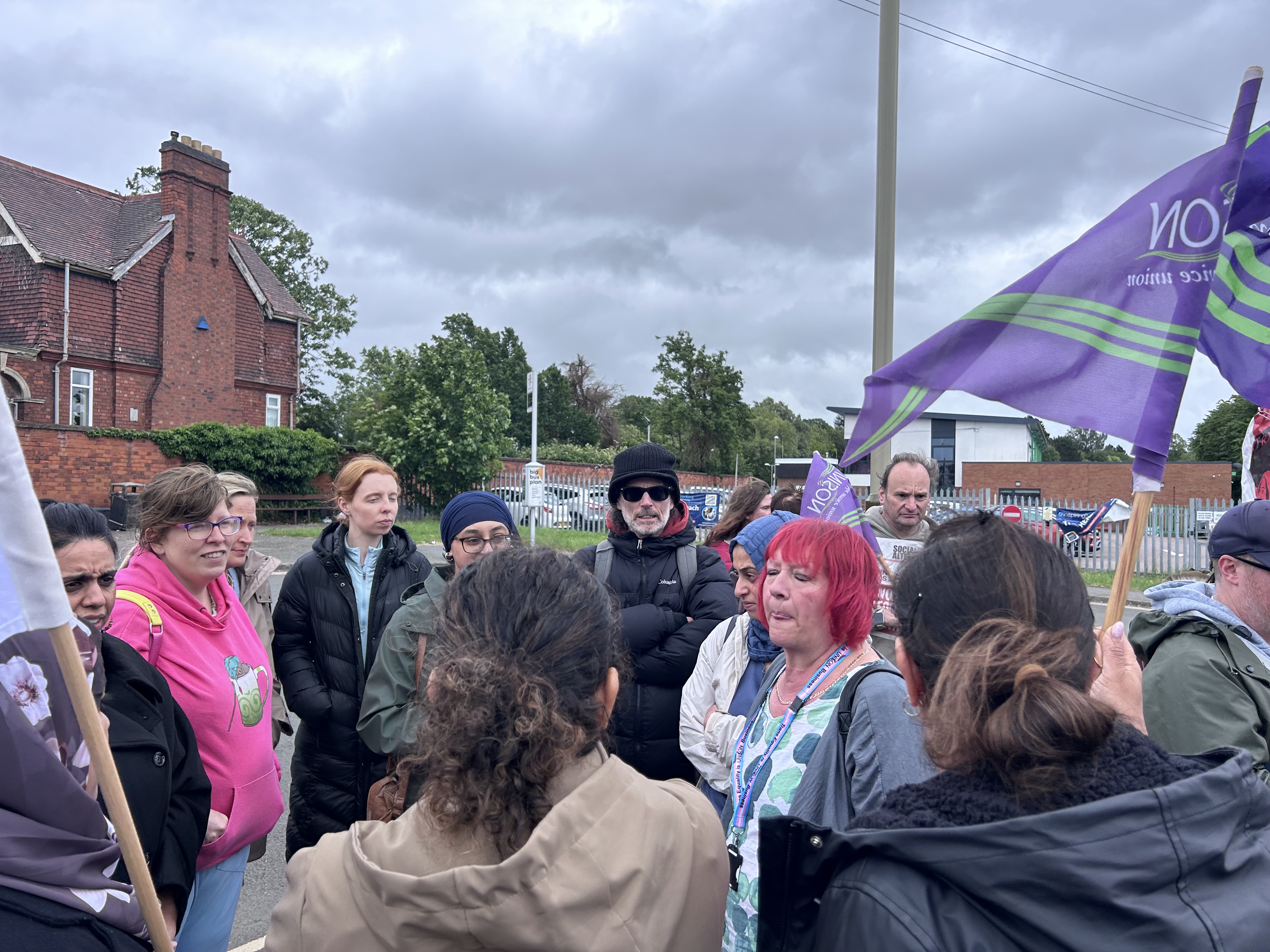 Unison General Secretary Andrea Egan discusses the dispute with strikers.