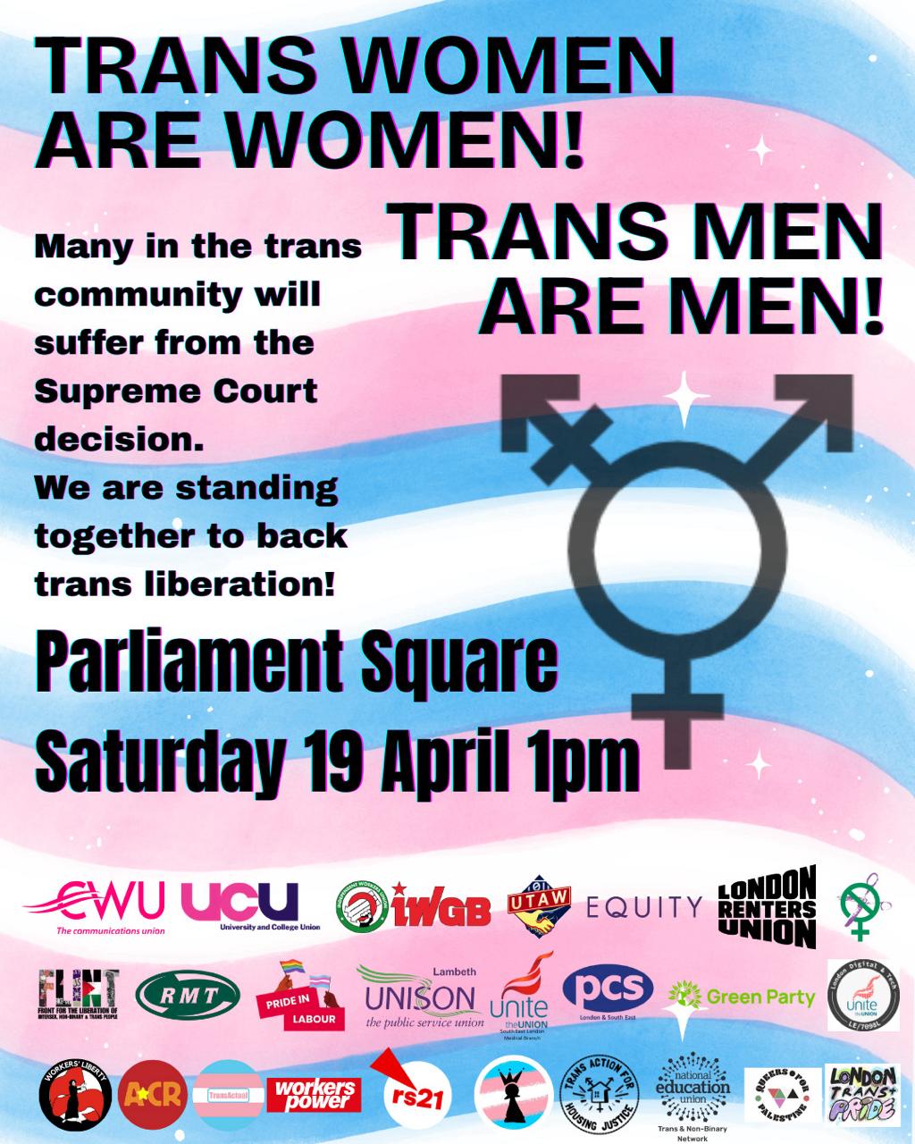 Trans Rights Circle 20,000 on protest for trans rights Saturday 19 April | Workers' Liberty
