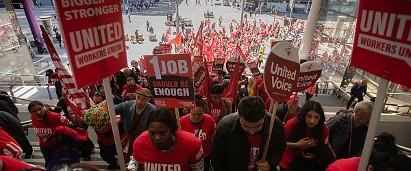 United Workers Union early childhood educators march on strike