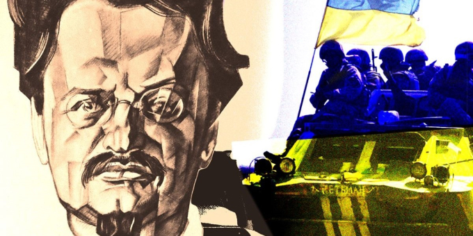 Graphic of Trotsky and Ukrainian troops