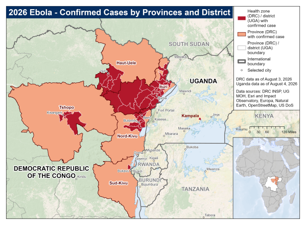 Ebola: affected areas map