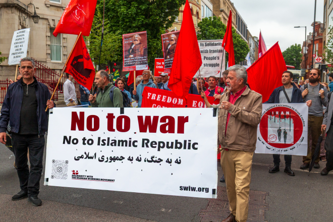Iranian socialists demonstrate on May Day in London 2026