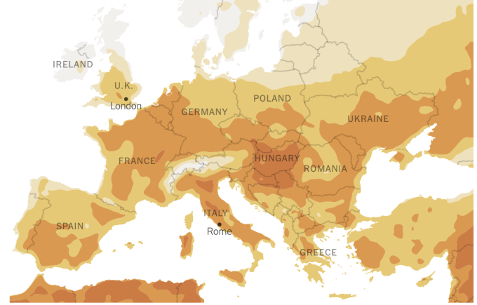 European heatwave map