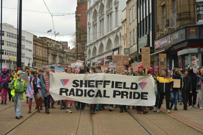 Banner reading "Sheffield Radical Pride"