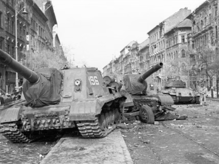 USSR tanks in streets of Budapest, late 1956