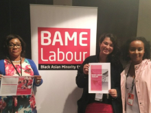 Activists with BAME Labour sign