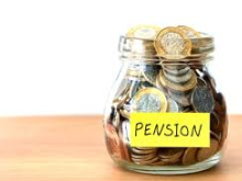 A jar full of coins labelled “pension”