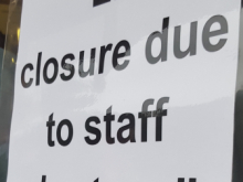 Sign: Lift closure due to staff shortage