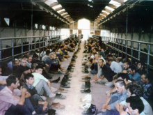 Detainees in the Manjača Camp, near Banja Luka, Bosnia and Herzegovina.