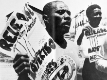 Release worker leader Moses Mayekiso protestors, South Afrika