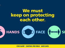 "Keep on protecting each other" poster