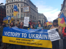 Ukraine counter-protesters at STW demo