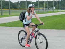 A person riding a bike