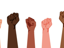 Fists raised