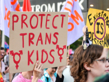 Placard reading "Protect Trans Kids" 