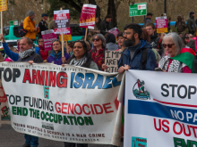 Stop arming israel banner