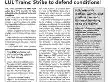 Tubeworker — March 2026: LUL Trains: Strike to Defend Conditions!