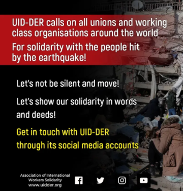 UID-DER earthquake relief solidarity call-out