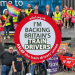 An Aslef photo montage with the slogan “I’m backing Britain’s train drivers” in the centre