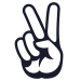 Cartoon of fingers making a peace sign